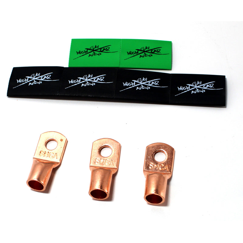 Sky High Car Audio BIG 3 Wiring Upgrade Kit OFC 0 Ga Green Power Black Ground