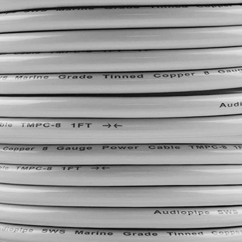 Audio Pipe 8 GA OFC Tinned Marine Power/Ground Wire Wht Lot Cut By The Foot