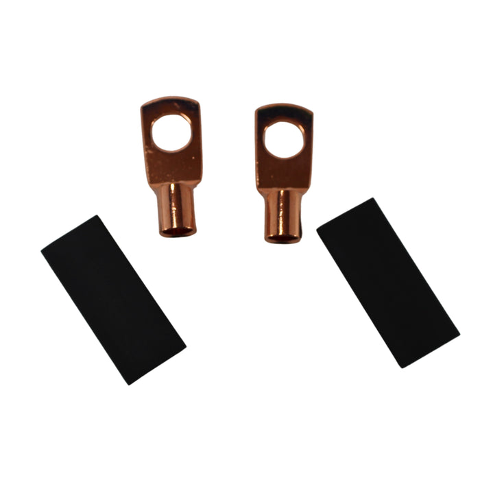 Pair of 4 Gauge 5/16 Inch Crimped style Copper Ring Terminal Lugs