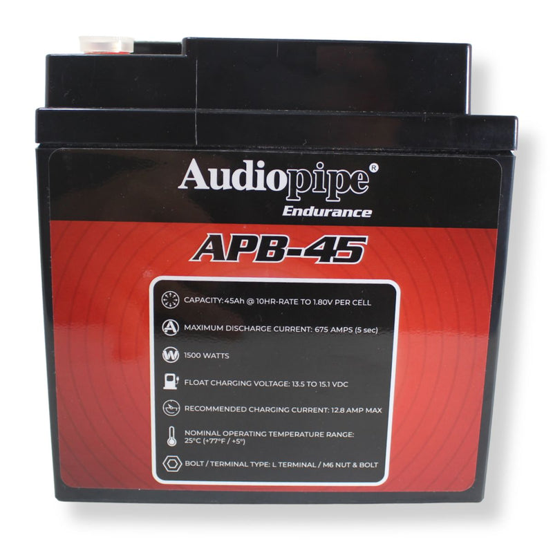 Audiopipe APB-45 12V 1500W 675Amp AGM Deep Cycle Power Cell Battery 45Ah