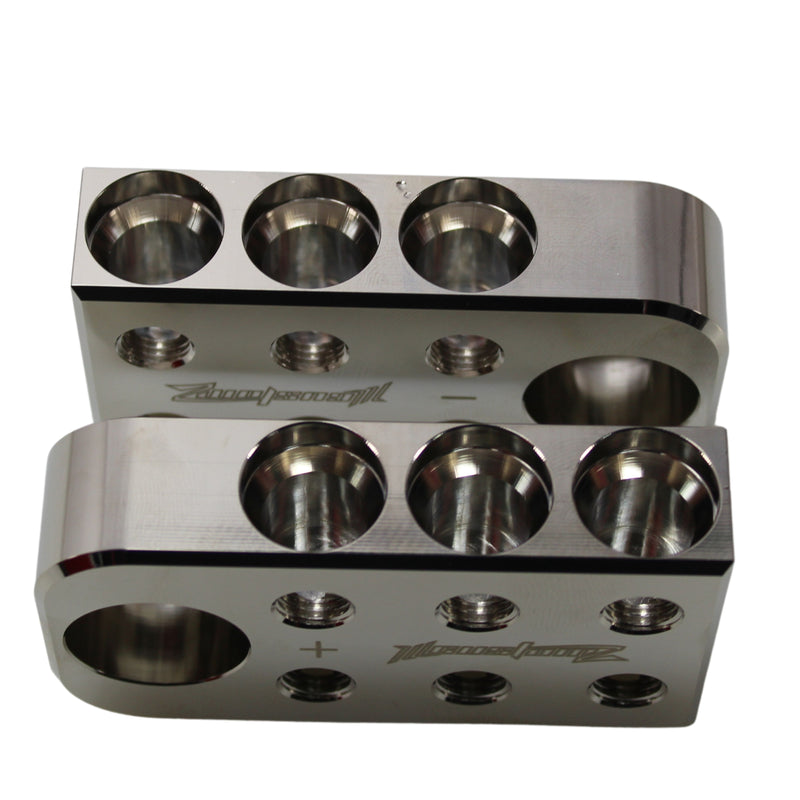 ILL Customz 6 input 1/0 GA Bolt Down Battery Terminal Distribution Blocks Pair