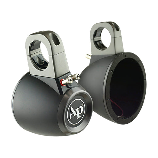 View of front and back side angle of APMP-60002SP | 6" Marine Speaker Pods w/ LED & Tweeter Mounting for Boats