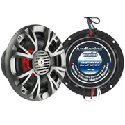View of front and back pair of: APMP-T625LD | 6.5" 125W Marine Coaxial Speakers w/ LED Lights for Boats