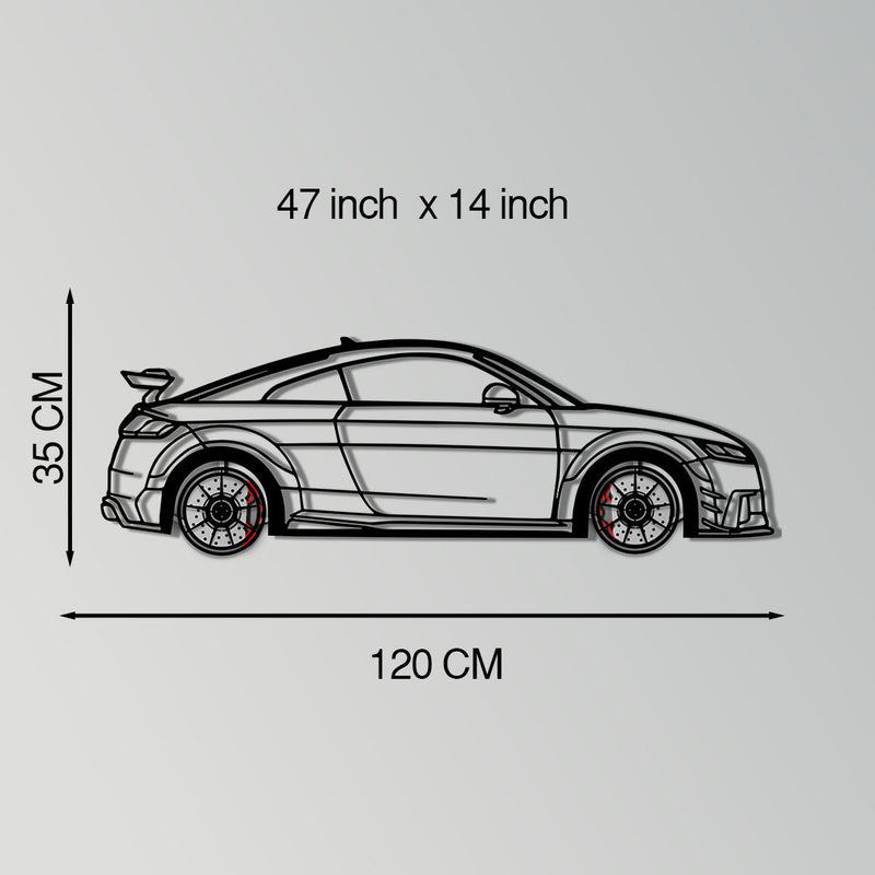 Audi TT Metal Car Wall Art with Rotating Wheels - Iconic Sports Coupe Silhouette Decor - Interactive Automotive Wall Art- KAFMEKA099