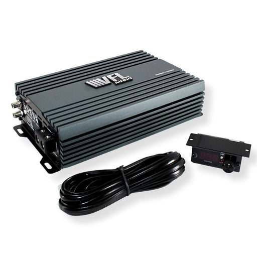 American Bass REBEL-3000.1 3000W Class D Monoblock Amplifier  View of side front of amp and remote knob