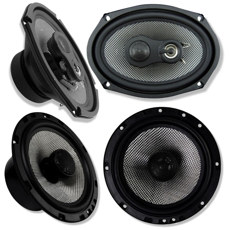 American Bass SQ6.5 + SQ6.9 Coaxial Speaker Upgrade Set 4 Ohm view of included speakers. 