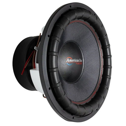 American Bass 18 inch VFL COMP Signature subwoofer with 5000W RMS power, dual 1 ohm voice coils, massive 504oz magnet, and extreme SPL bass output. Subwoofer side view