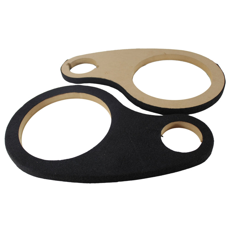 Pair of Carpeted Wood 8 inch Speaker Rings with Opening for 3 inch Tweeters