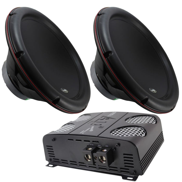 Complete Audiopipe combo with two AP-TS-CAR15 15" subwoofers and an AP-APHF-1500D-H1 Class D monoblock amplifier