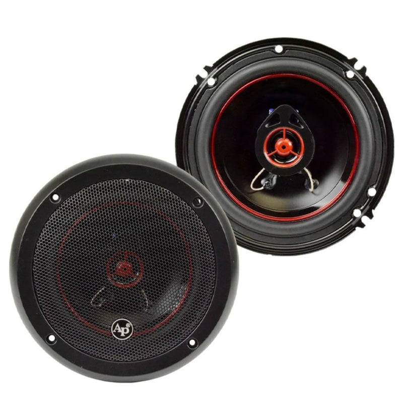 Shop Audiopipe CSL-1622R 6-inch coaxial car speakers with 250W max power, 4-ohm impedance, Mylar tweeters and rubber surrounds.   Image of the speakers with and without grills.