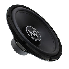 Front view of Audiopipe TS-PP2-15 15" subwoofer showing cone, dust cap, and rubber surround.