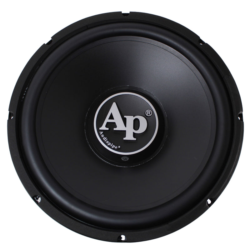 Front-facing view of the Audiopipe TS-PP2-15 15-inch subwoofer showcasing the cone, dust cap, and rubber surround.