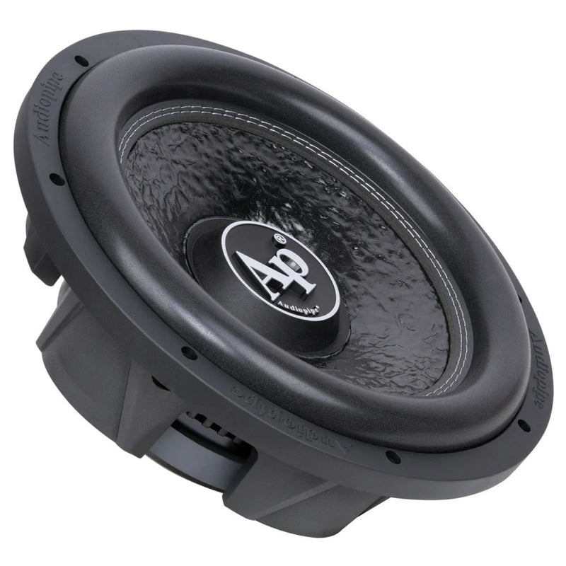 High-output 12" shallow subwoofer with 800W max power and 4-ohm coil. Delivers strong bass in tight installs. Buy now and upgrade your sound. Subwoofer Angle View