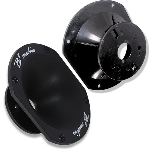 front and back side angle view of B2 Audio Bolt-On Compression Horns B2-RAGECDH-44 match with B2-RAGECDR-44