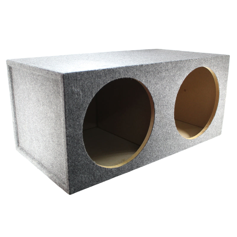 Dual 12” Sealed Carpeted Subwoofer Box Made w/ Heavy-Duty MDF Construction