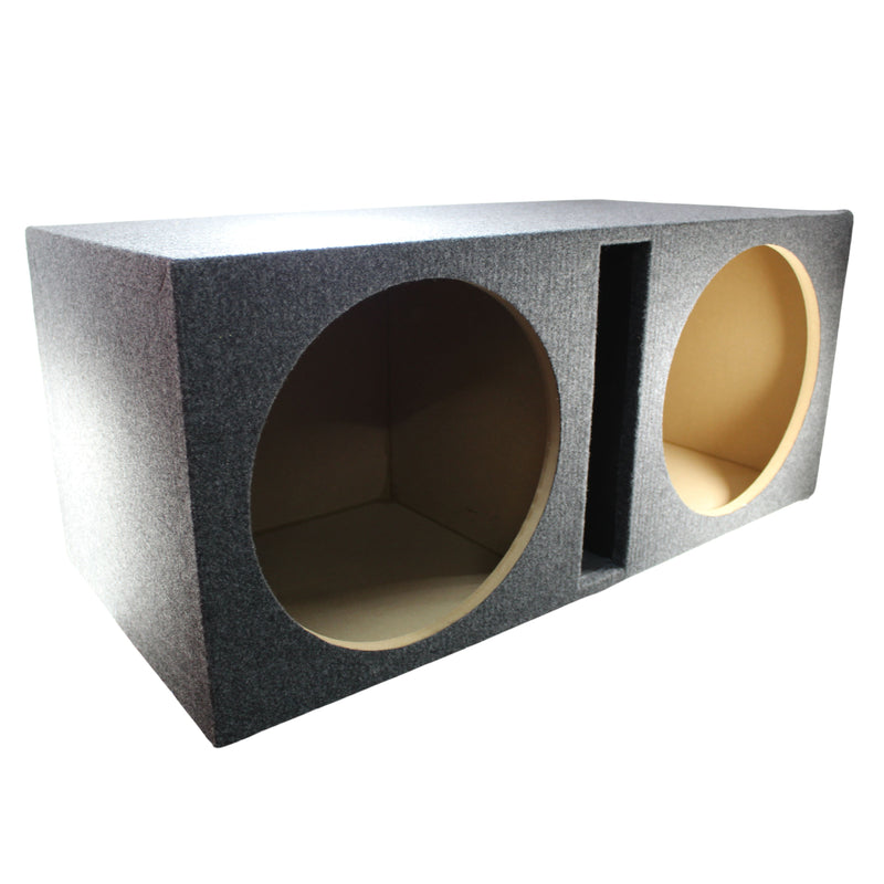 Dual 15” Vented Carpeted Subwoofer Box Made w/ Heavy-Duty MDF Construction