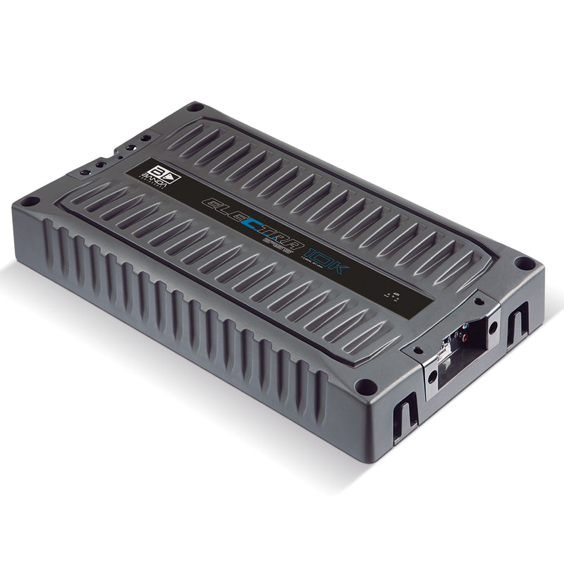 View of Banda ELECTRA Line Aluminum Brazilian 10K Watt 1-Ohm Monoblock Bass Amplifier top and right side showing