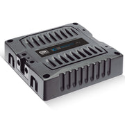 View of Banda ICE X Line Aluminum Brazilian 2000 Watt 1-Ohm Full Range Monoblock Amplifier top side down left side visible.