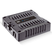 View of Banda ICE X Line Aluminum Brazilian 800 Watt 1-Ohm Full Range Monoblock Amplifier left side and top photo taken from an above angle.