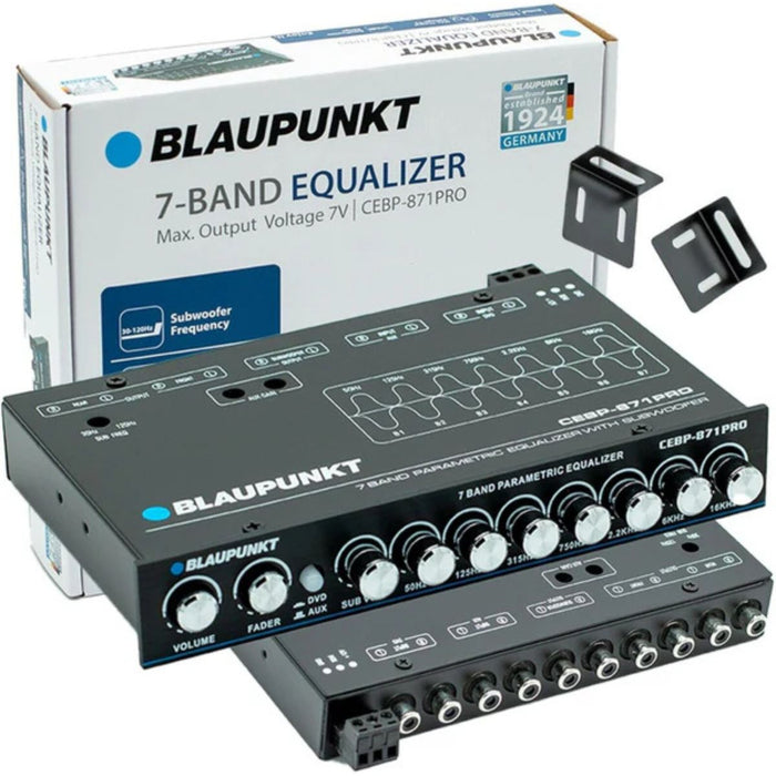 Upgrade your system with the Blaupunkt CEBP-871PRO 7-Band EQ. Clean 7V RMS output and precise tuning for crystal-clear car audio. Equalizer and Box View