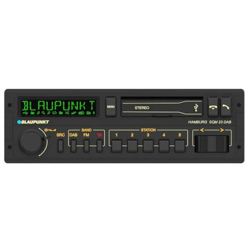 Bring the 80s back with the Blaupunkt Hamburg SQM23 DAB. Retro style meets Bluetooth, DAB+ radio, USB, and color illumination. Radio Front Face View