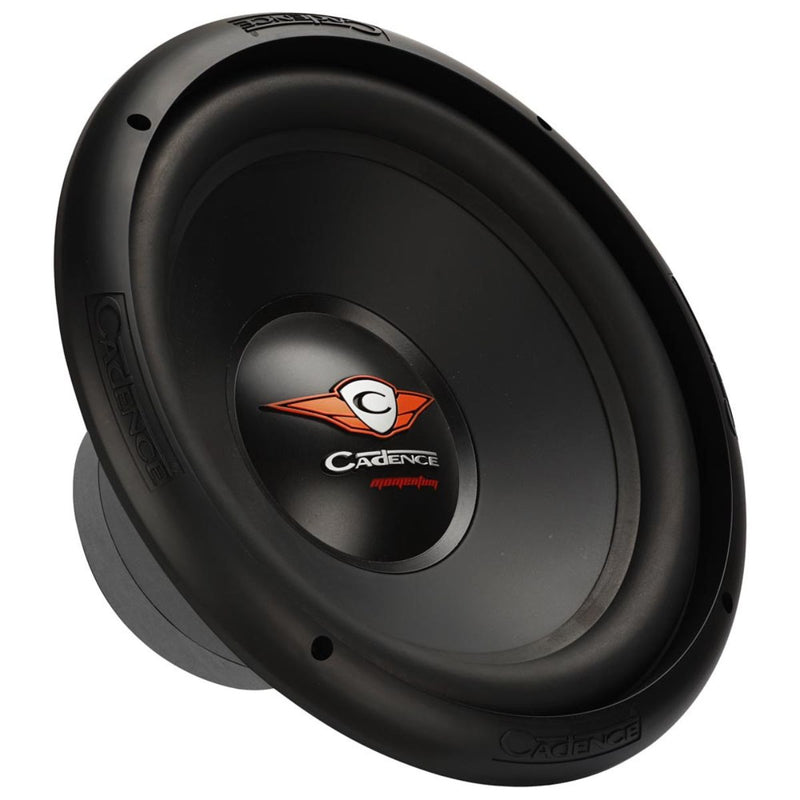 Experience clean, powerful bass with the Cadence CMW124S 12" 400W RMS Subwoofer. Built for precision and durability.  Side Angle Subwoofer View
