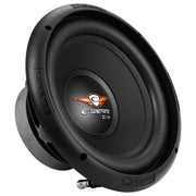 Experience deep, clean bass with the Cadence CVX10D4 10" subwoofer, 300W RMS, 600W peak, dual 4-ohm voice coils, and high-quality build. Angled Subwoofer View