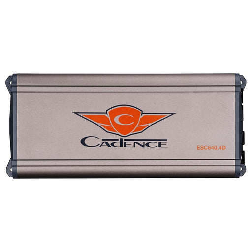 Upgrade your car audio system with the Cadence ESC640.4D 4-Channel Amplifier. 640W RMS power, clean sound, and Class D efficiency. Amplifier Front Facing View