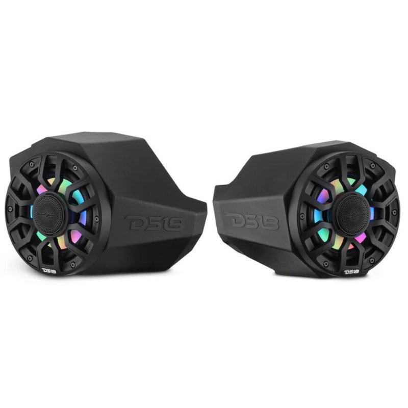 Upgrade your Can-Am X3 with DS18 kick panel pods, 6.5" 150W RMS speakers, digital LED lights, OEM fit, weather resistant and easy install. Speaker Pair Image