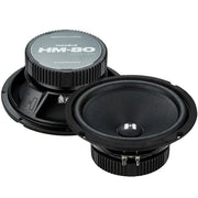 Upgrade your car audio with Deaf Bonce HM-80MB 8" midbass speakers. Delivers 150W RMS of clean, punchy sound with 4-ohm impedance and durable pro-grade build. Top and Bottom view of pair. 