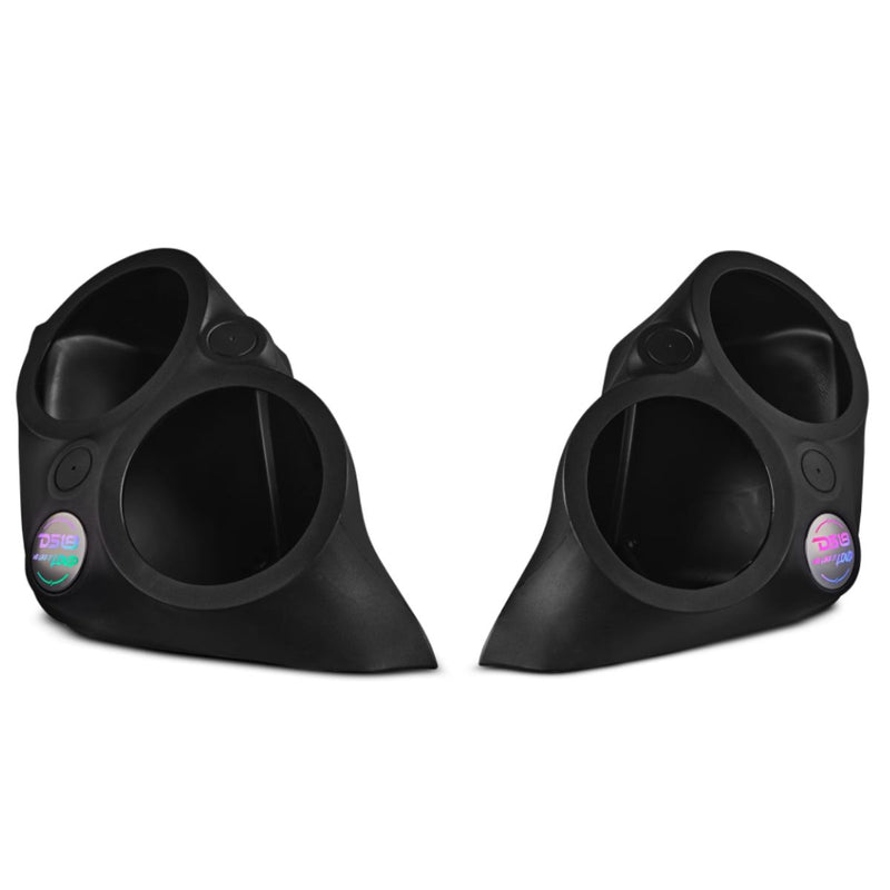 DS-SLG-F82 RGB LED Slingshot Front Fender Speaker Pods Dual 8" Coaxial front view pair.