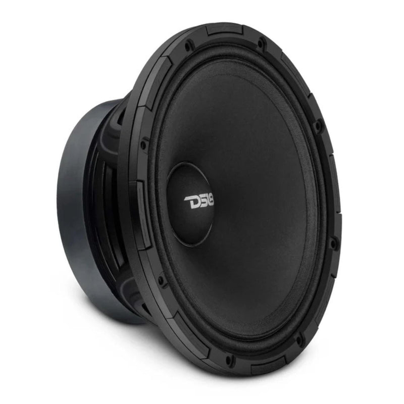 DS18 PROJECT360 8” mid-high speaker with 300W RMS, 4 ohm, high sensitivity and rotating recone design for fast repairs and powerful output. Speaker Side View