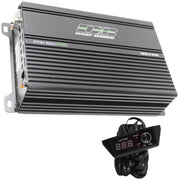 Top view of Deaf Bonce ATOM 1.6K Pro ultra-compact amplifier showing sleek design and Apocalypse branding.