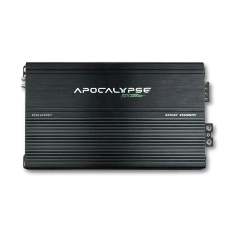  AP-ASA-2000.2 Apocalypse 2000 Watt 1-Ohm 2-Channel Class D Amplifier Front view.