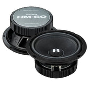 Upgrade your car audio with the Deaf Bonce Hannibal HM-60MB 6.5″ mid-bass speakers. Delivering 150W RMS power, these speakers feature a paper cone, cloth surround, and CCAW voice coil for clear, punchy mid-bass performance. View of Top and Bottom Pair.