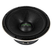 Front view of Deaf Bonce AP-W81AC 8-inch mid-bass speaker with black paper cone and ferrite magnet.