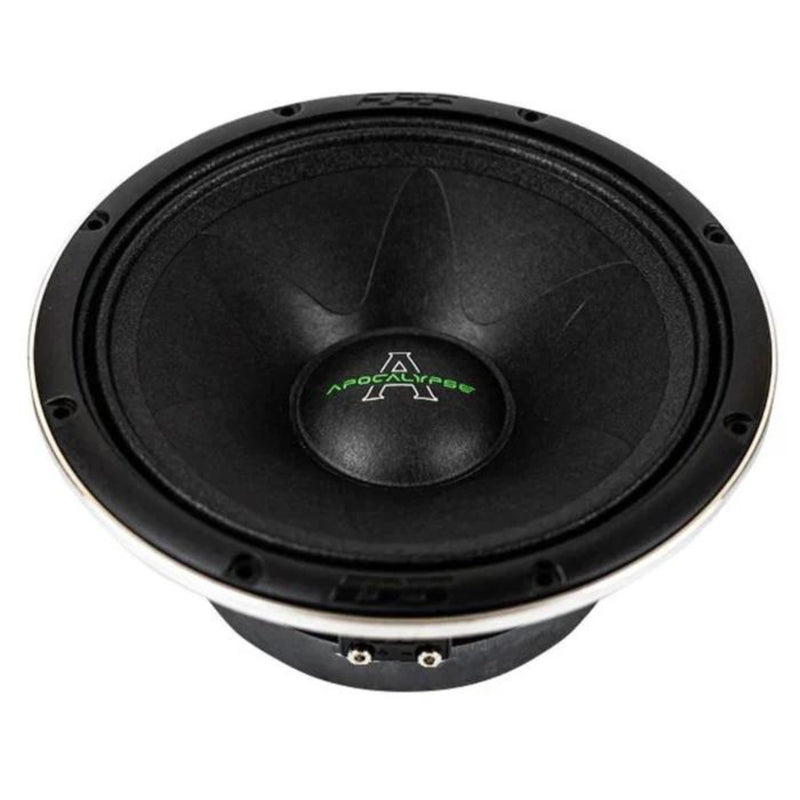 Front view of Deaf Bonce AP-W81AC 8-inch mid-bass speaker with black paper cone and ferrite magnet.