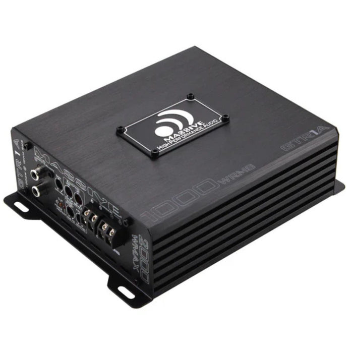 GTR1A 1060W RMS 1-Ohm Monoblock Amplifier for GTR Series Massive Audio View of front and left side. 