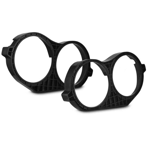 Upgrade your Harley with a dual 10 inch saddlebag speaker adapter kit for 2014 to 2023 models. Waterproof ABS construction with templates included. Product Side View