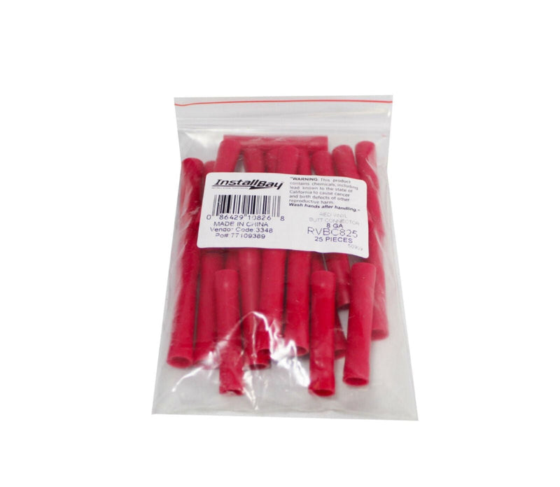 Install Bay RVBC825 | 8 Gauge Red Vinyl Butt Connectors – 25 Pack