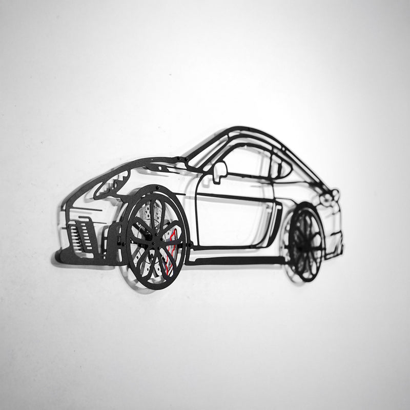 2022 Porsche Cayman 718 GT4 Wall Art – Steel Cut with Spinning Wheels-KAFMEKA008