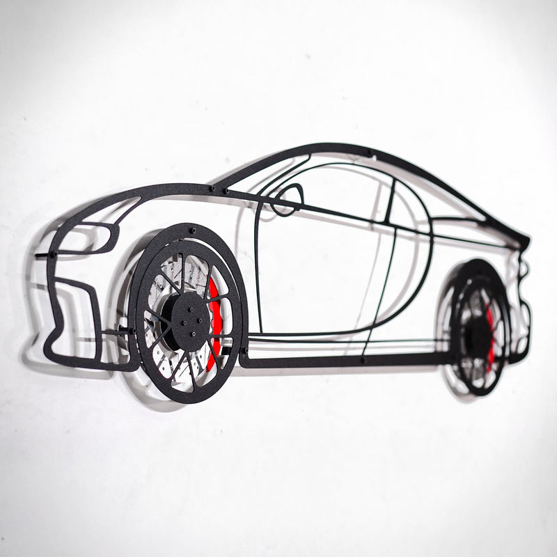 Bugatti Wall Art – Luxury Steel Silhouette with Spinning Wheels-KAFMEKA018