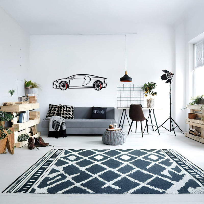 Bugatti Wall Art – Luxury Steel Silhouette with Spinning Wheels-KAFMEKA018