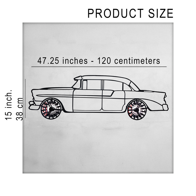1956 Chevrolet Bel Air Wall Art – Classic Steel Silhouette with Spinning Wheels-KAFMEKA020