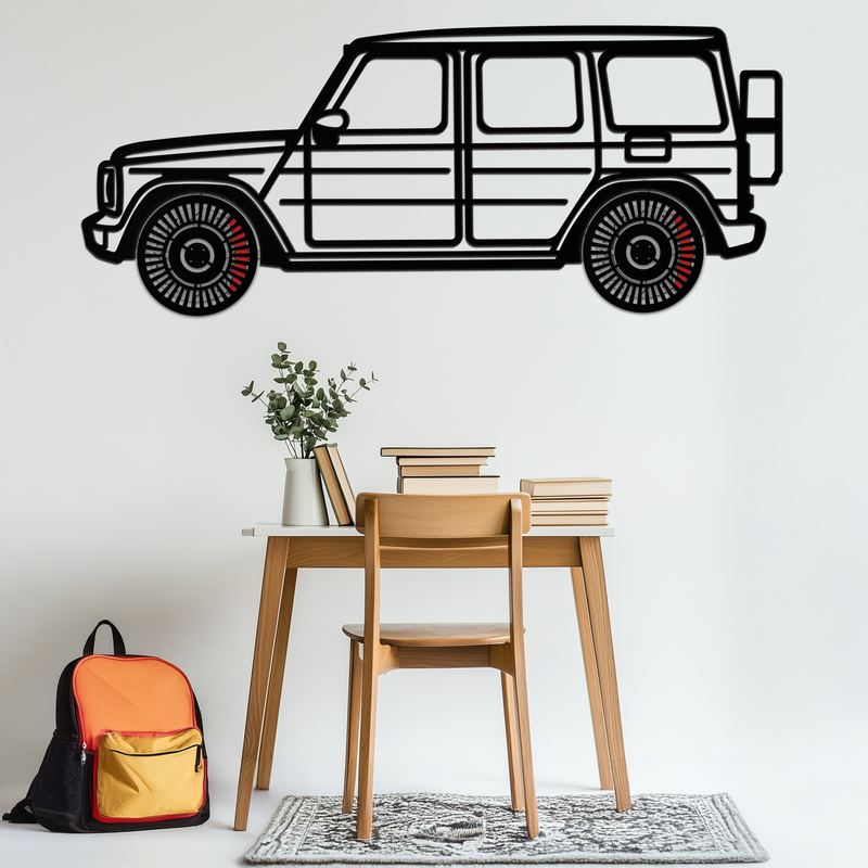 Mercedes G-Class Metal Wall Art – Luxury SUV Silhouette with Rotating Wheels 🚙✨KAFMEKA069