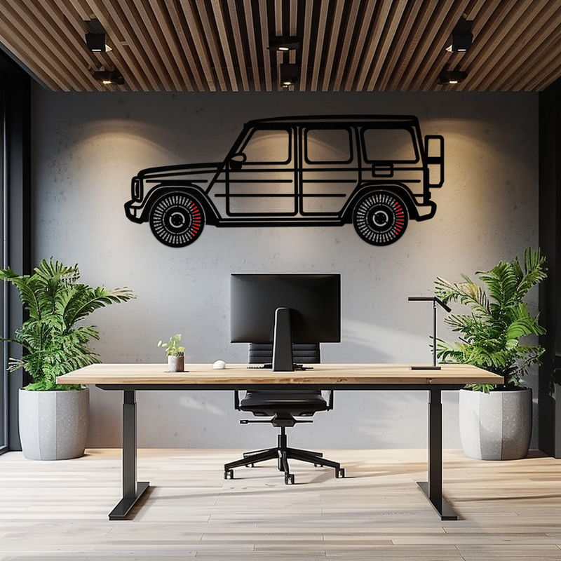 Mercedes G-Class Metal Wall Art – Luxury SUV Silhouette with Rotating Wheels 🚙✨KAFMEKA069
