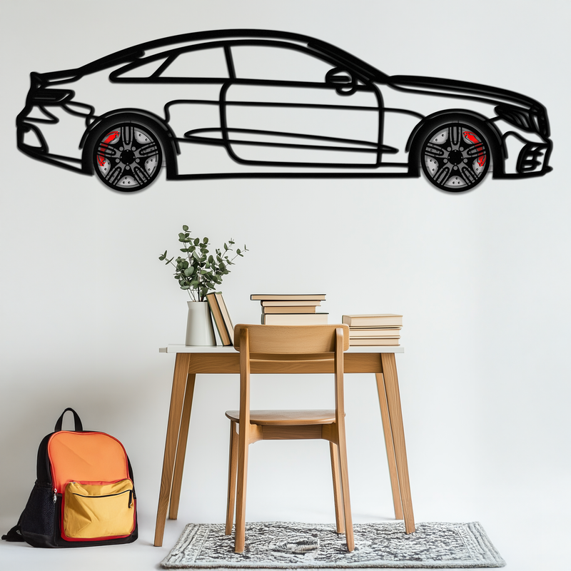 Mercedes E53 AMG Rotating Wheel Metal Wall Art – Luxury Coupe Silhouette Decor for Car Enthusiasts- KAFMEKA078
