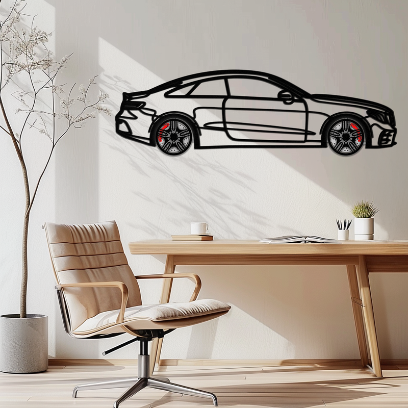 Mercedes E53 AMG Rotating Wheel Metal Wall Art – Luxury Coupe Silhouette Decor for Car Enthusiasts- KAFMEKA078