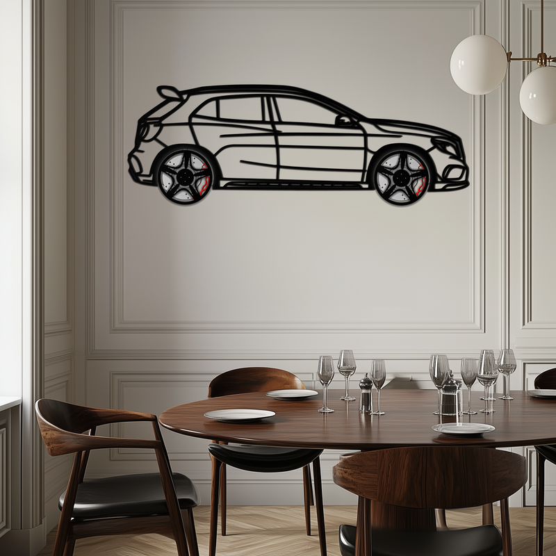 Mercedes GLA 45 Metal Wall Art – Rotating Wheel Car Silhouette Decor | Luxury Automotive Gift for Car Lovers- KAFMEKA080