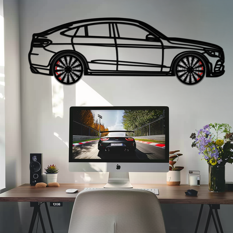 Mercedes GLC Coupe Metal Wall Art – Rotating Wheels Edition | Luxury AMG-Inspired Garage & Home Decor -KAFMEKA081